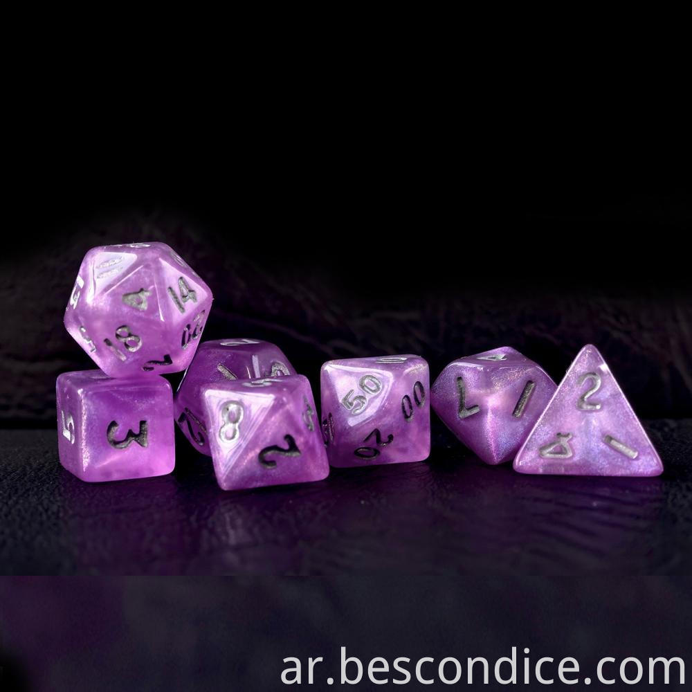 10mm Mini Dnd Dice Set Purple Moonstone 2